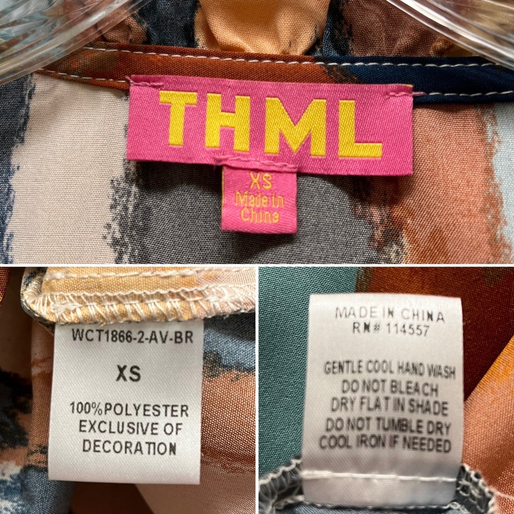 Thml Split V-Neck Multicolor Abstract Colorblock … - image 3